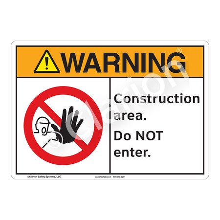 Warning/Construction Area Safety Signs Indoor/Outdoor Plastic (BJ) 10 X 7, F1250-BJSW1